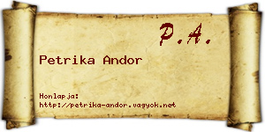 Petrika Andor névjegykártya